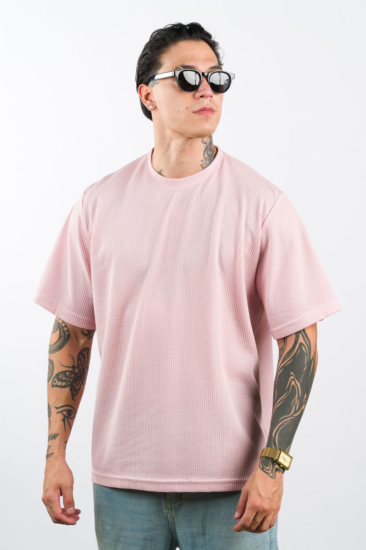 T-Shirt Over Text Q rosa