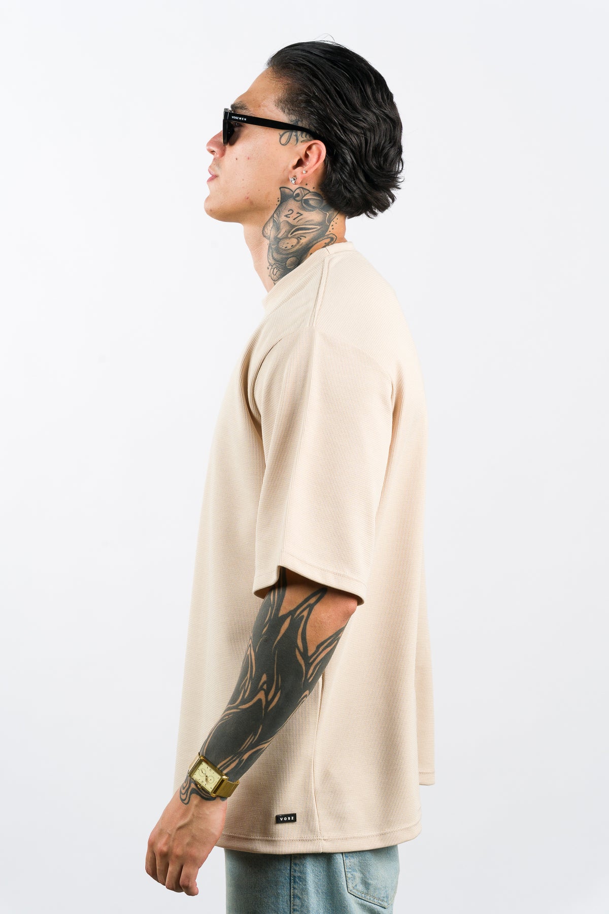 T-Shirt Over Text F Beige - Voszmen