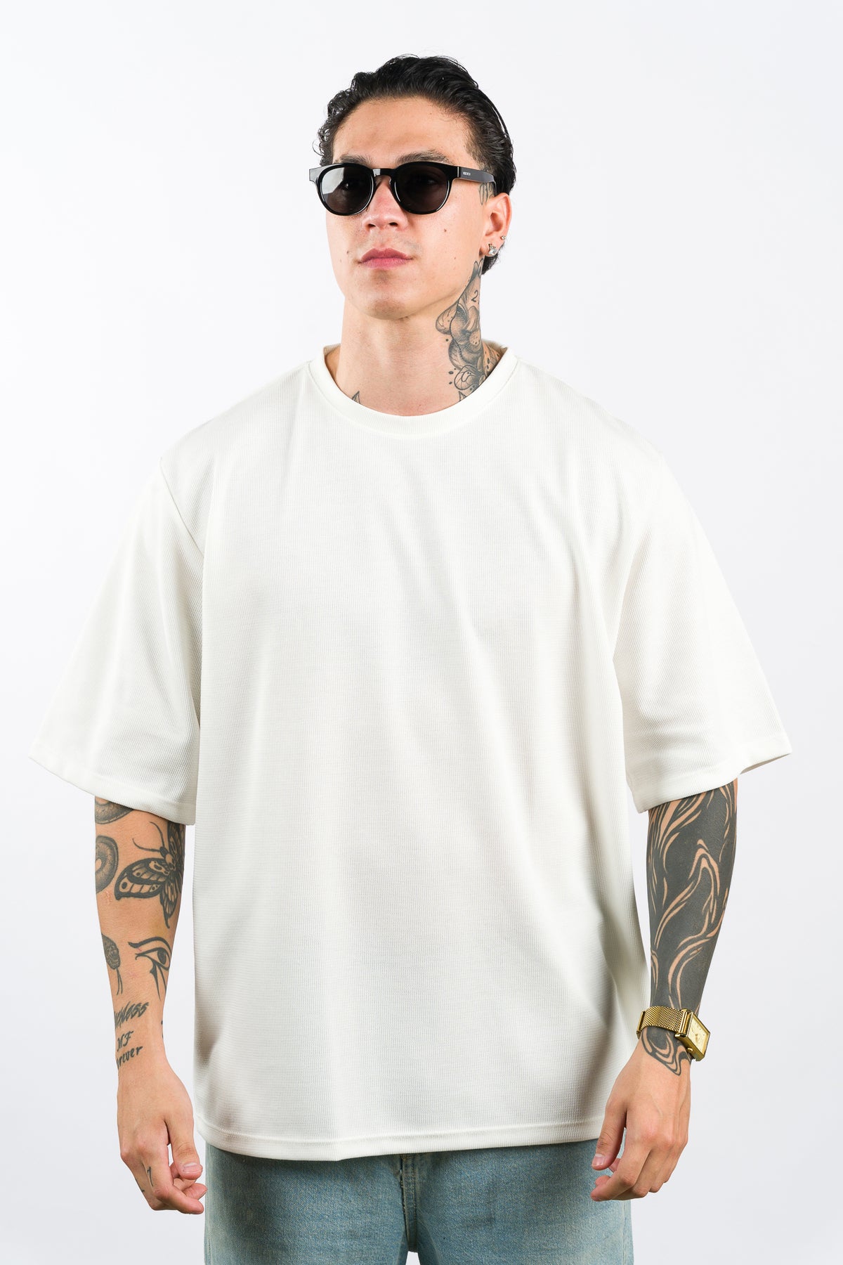T-Shirt Over Text F Blanco hueso - Voszmen