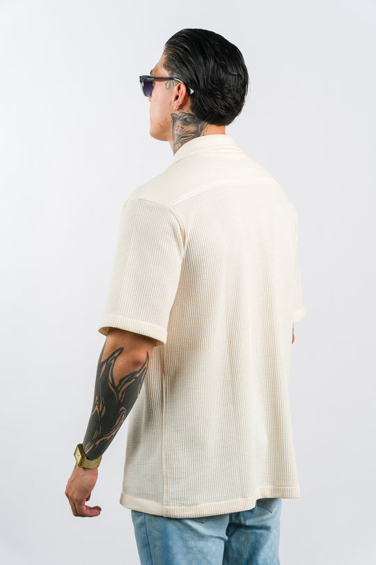 Camisa Text Q Crema