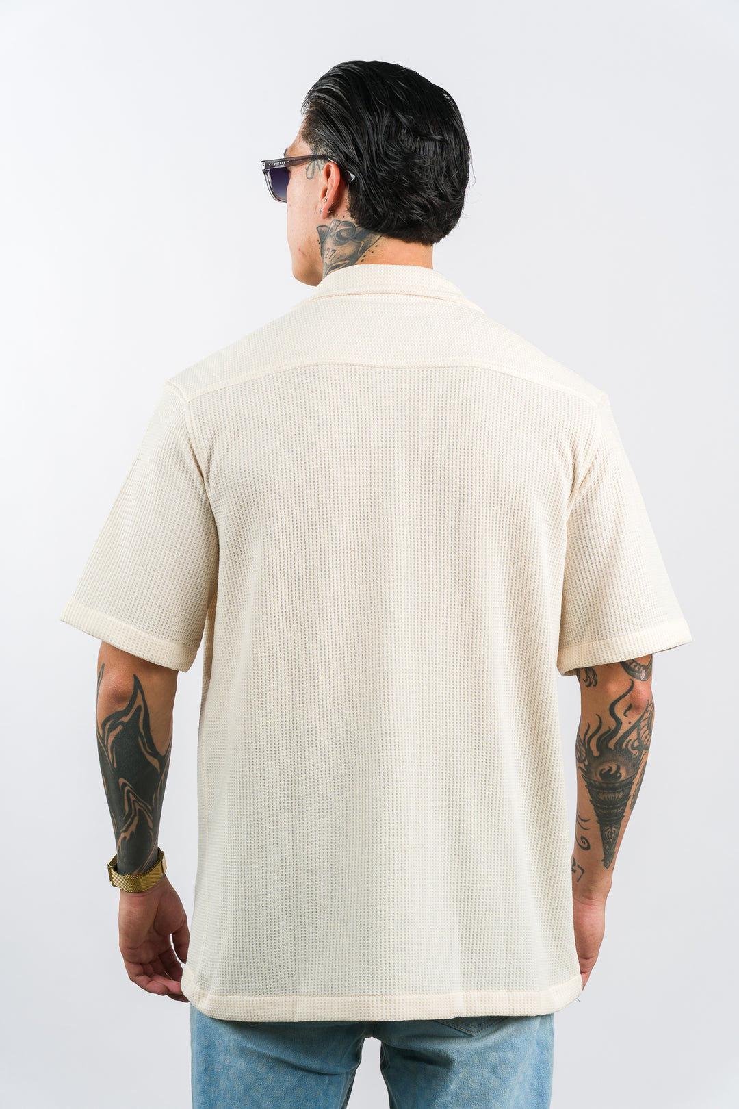 Camisa Text Q Crema