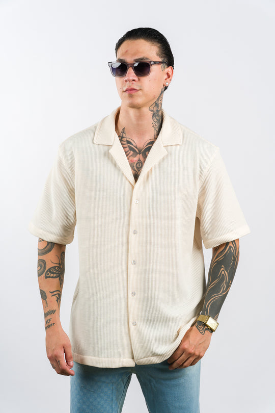 Camisa Text Q Crema