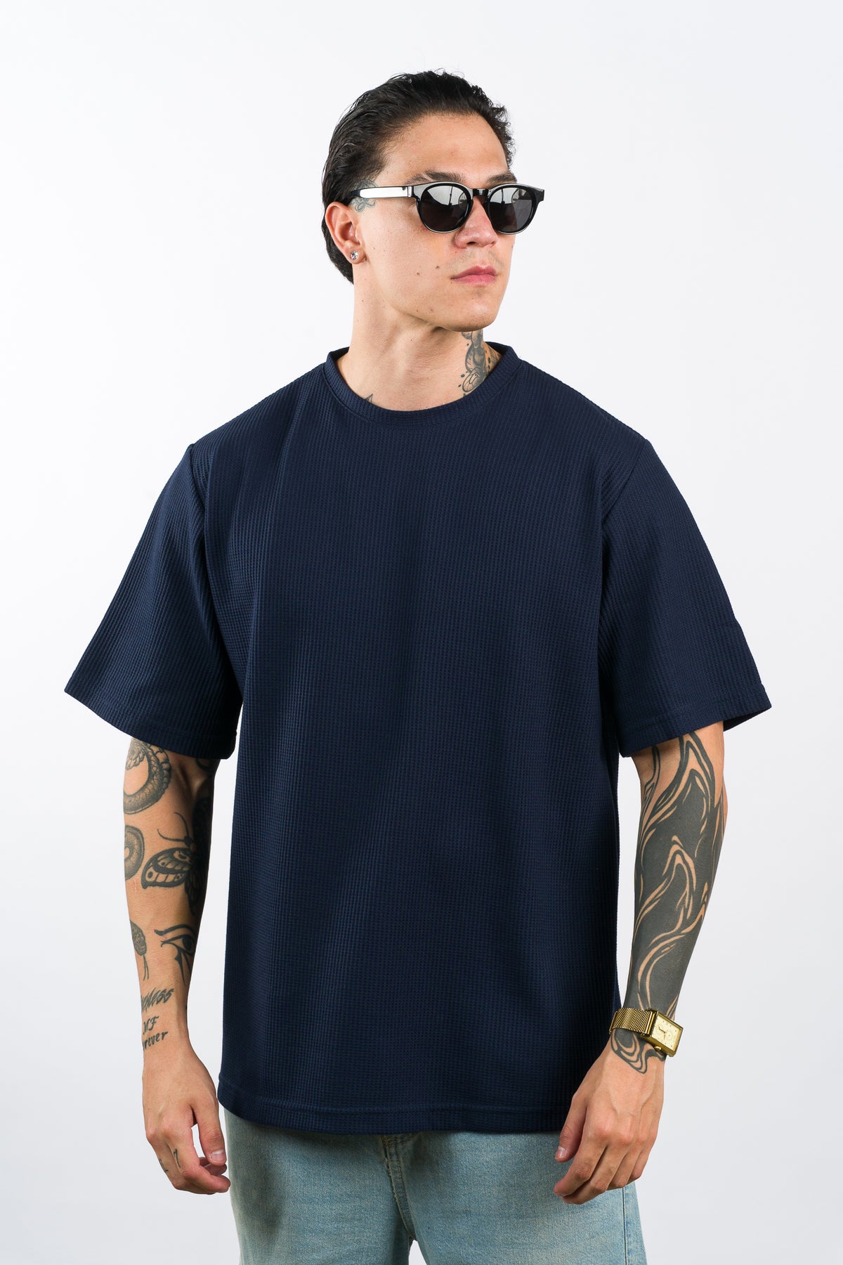 T-Shirt Over Text Q Azul Navy