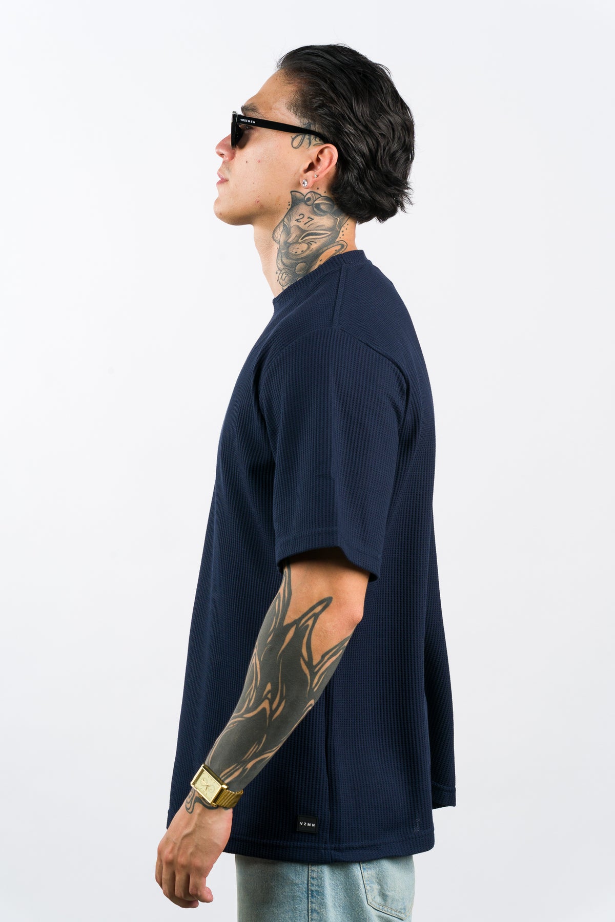 T-Shirt Over Text Q Azul Navy - Voszmen