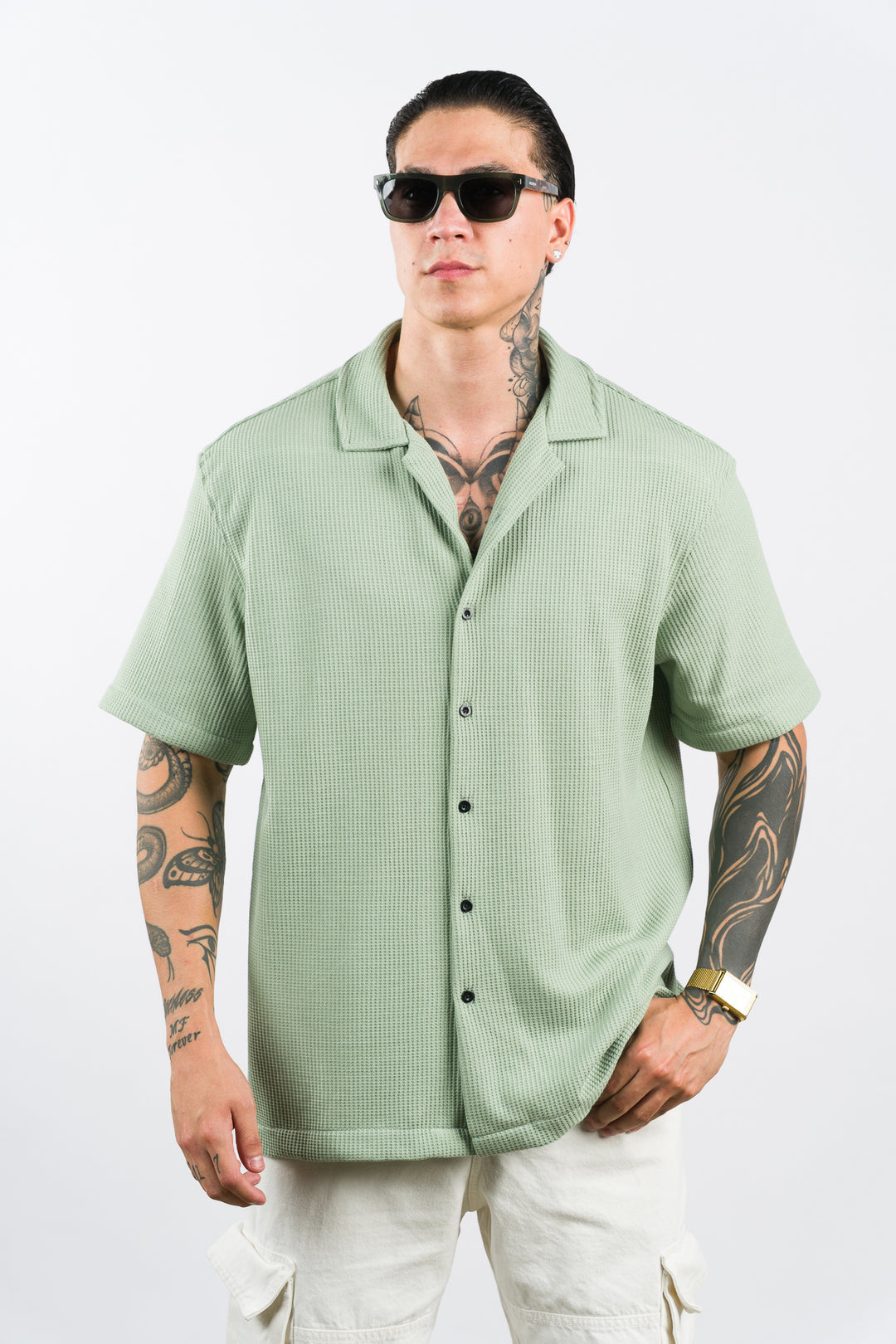 Camisa Text Q Verde Pastel