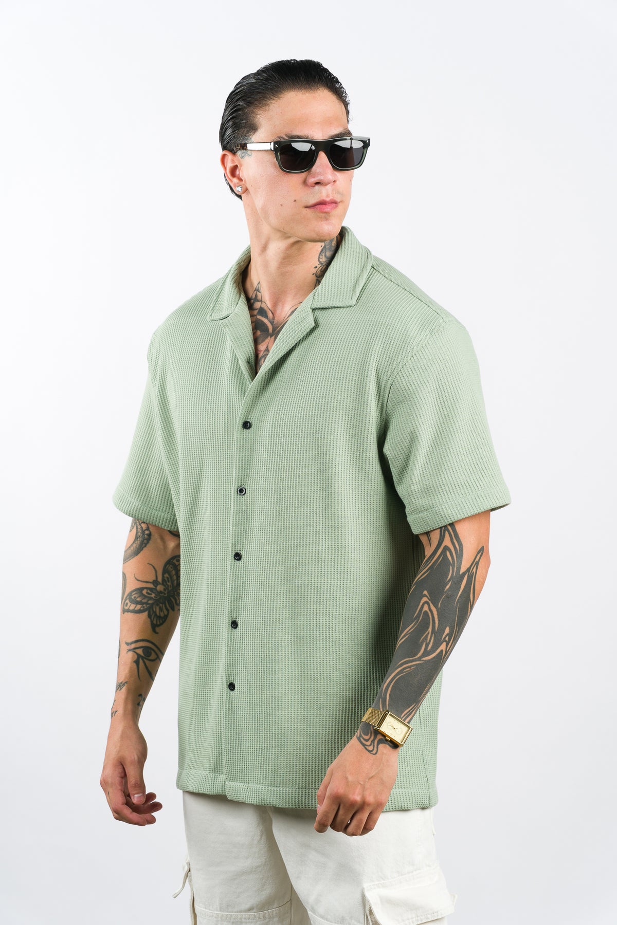 Camisa Text Q Verde Pastel
