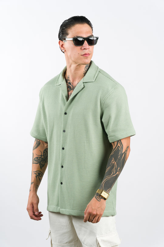 Camisa Text Q Verde Pastel