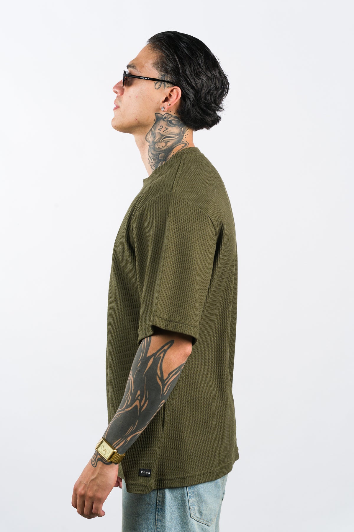 T-Shirt Over Text Q verde Musgo - Voszmen