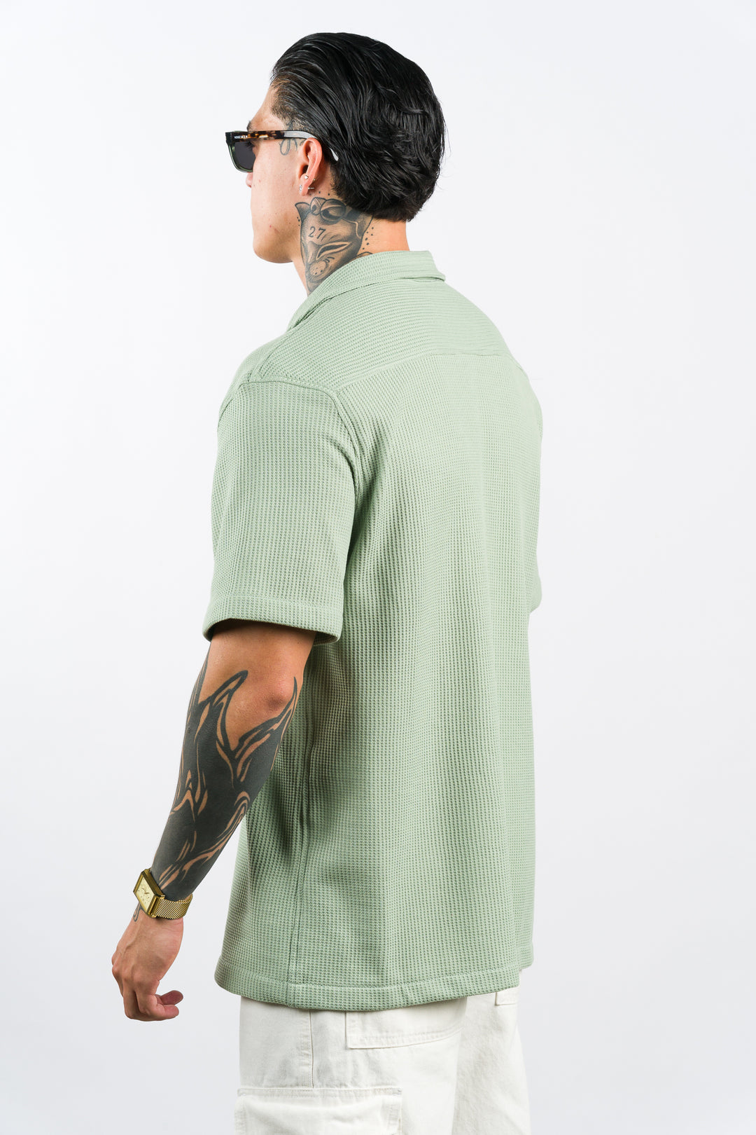 Camisa Text Q Verde Pastel