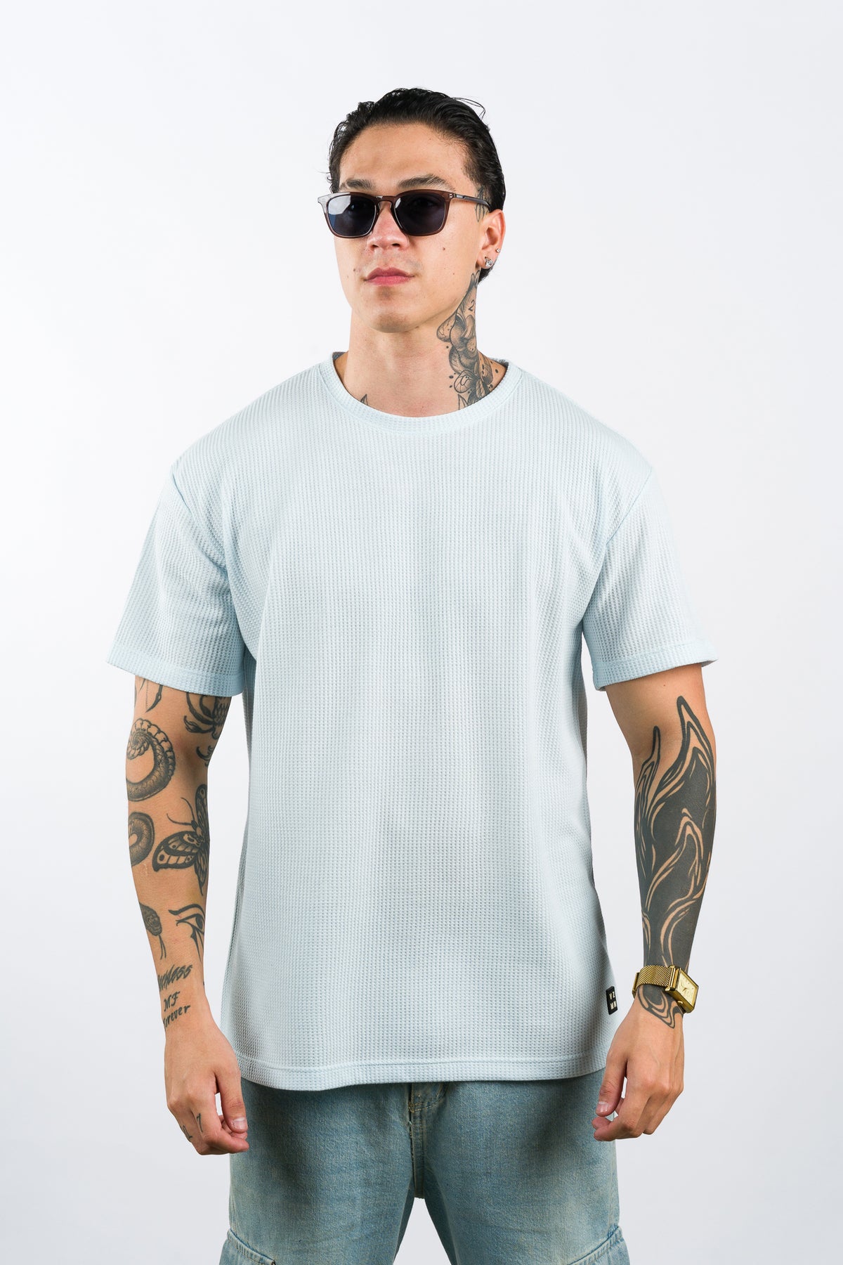 T-Shirt Text Q Celeste Claro - Voszmen