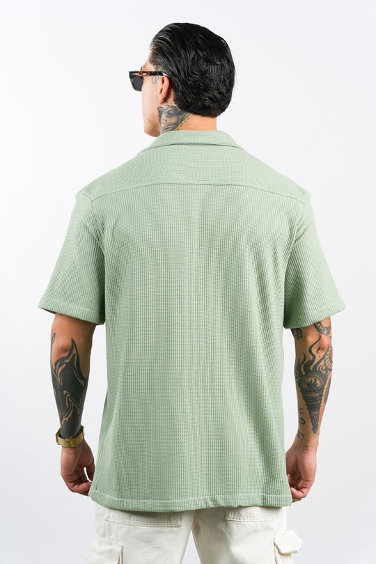 Camisa Text Q Verde Pastel