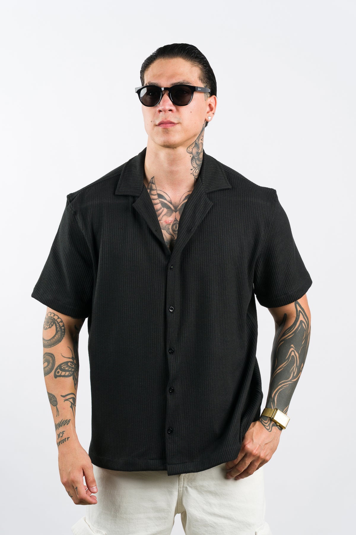 Camisa Over Tejida W Negra - Voszmen
