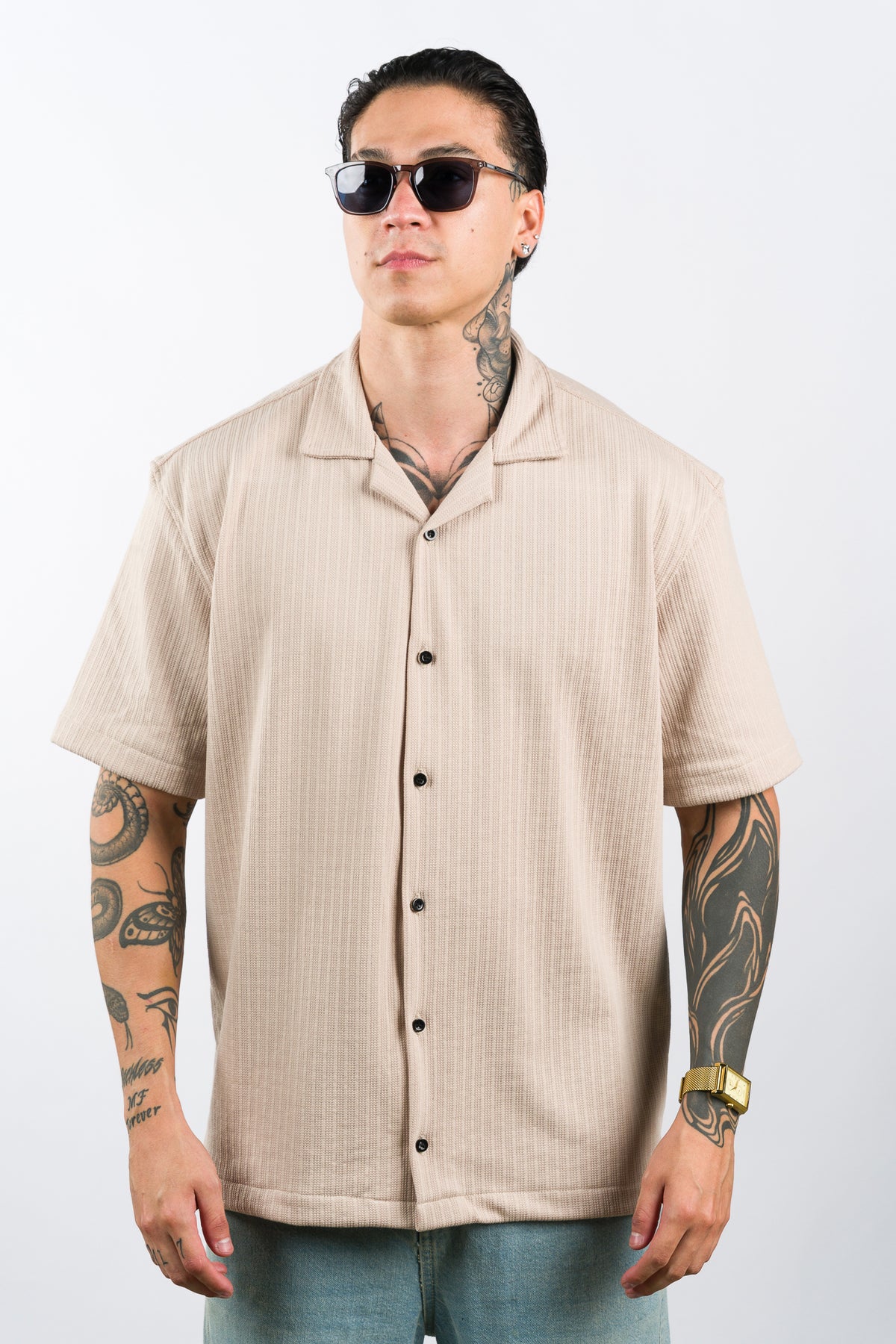 Camisa Text Mo Beige