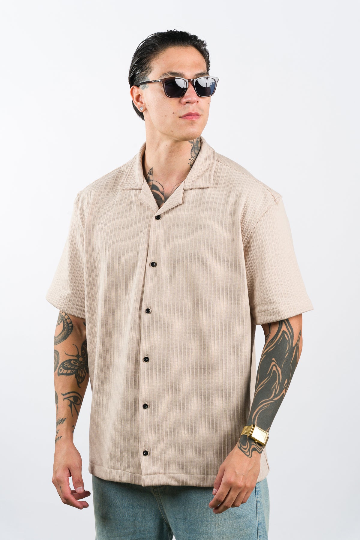Camisa Text Mo Beige