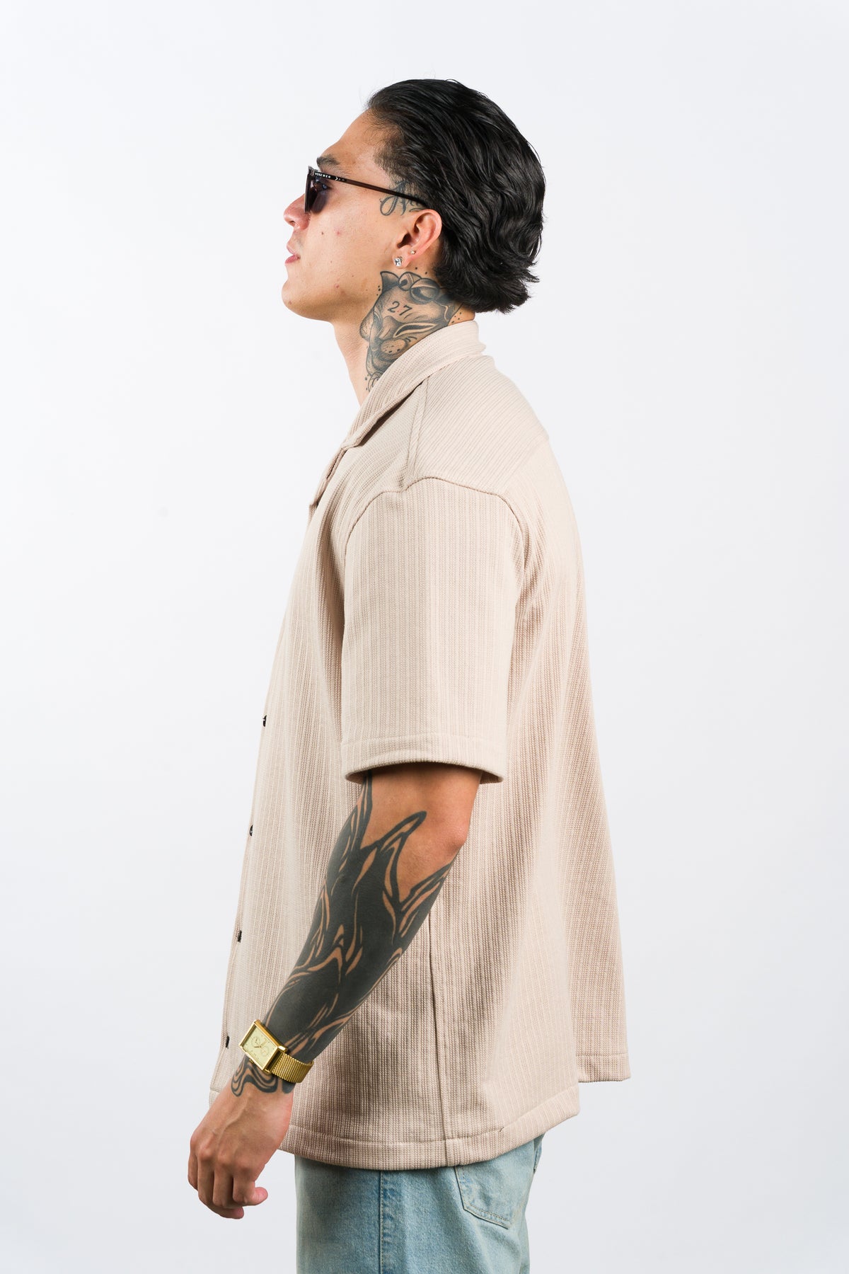 Camisa Text Mo Beige