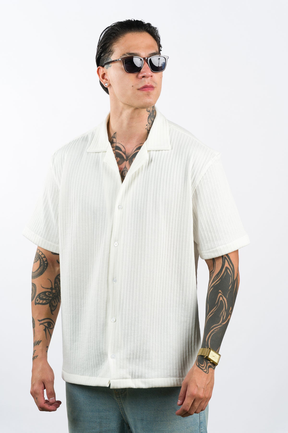 Camisa Text Mo Blanca Hueso