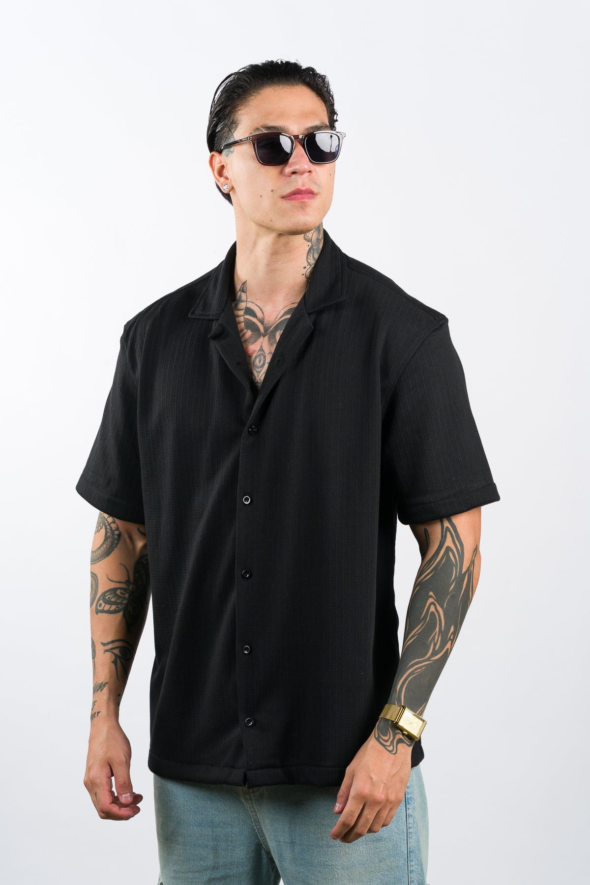 Camisa Text Mo Negra