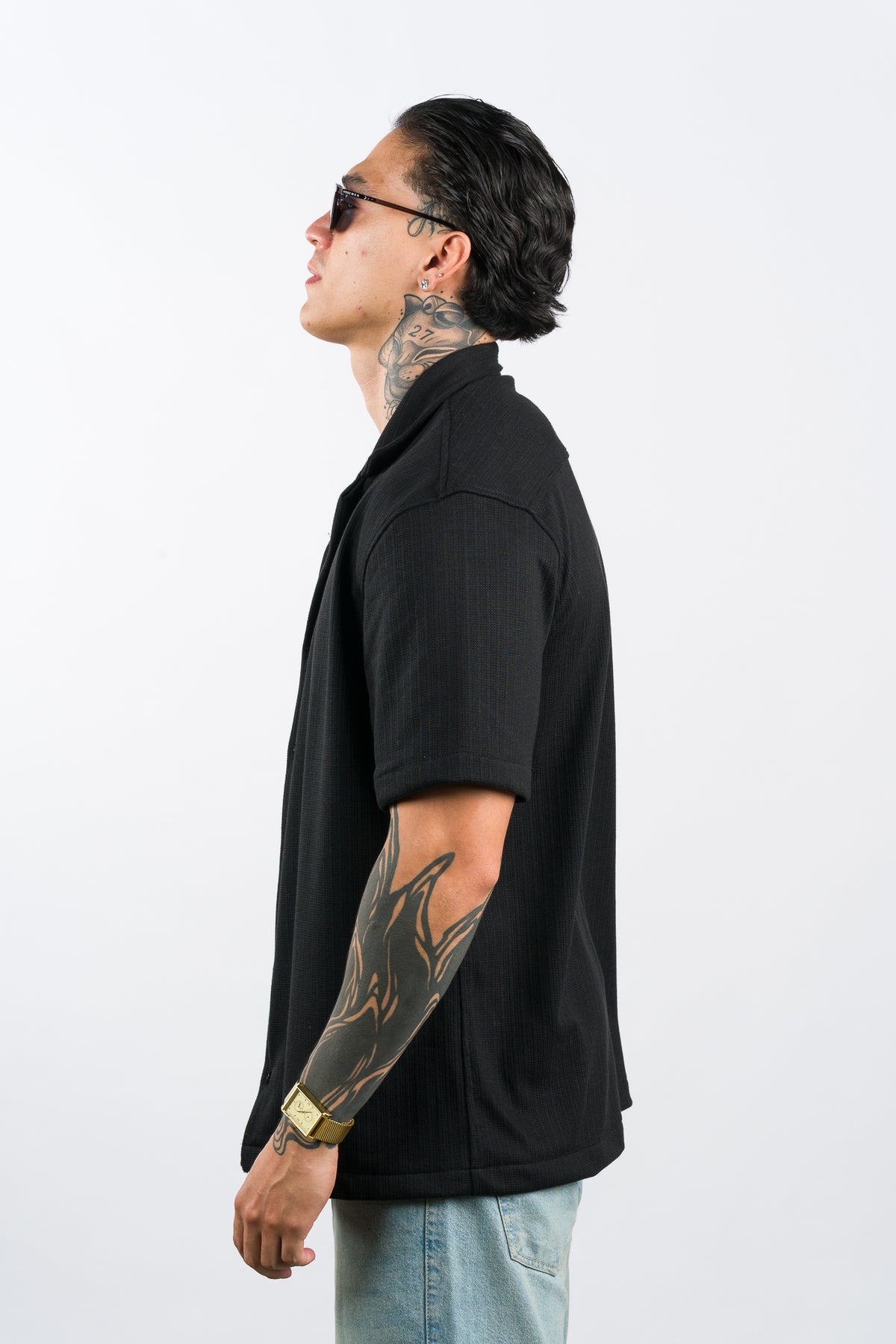 Camisa Text Mo Negra