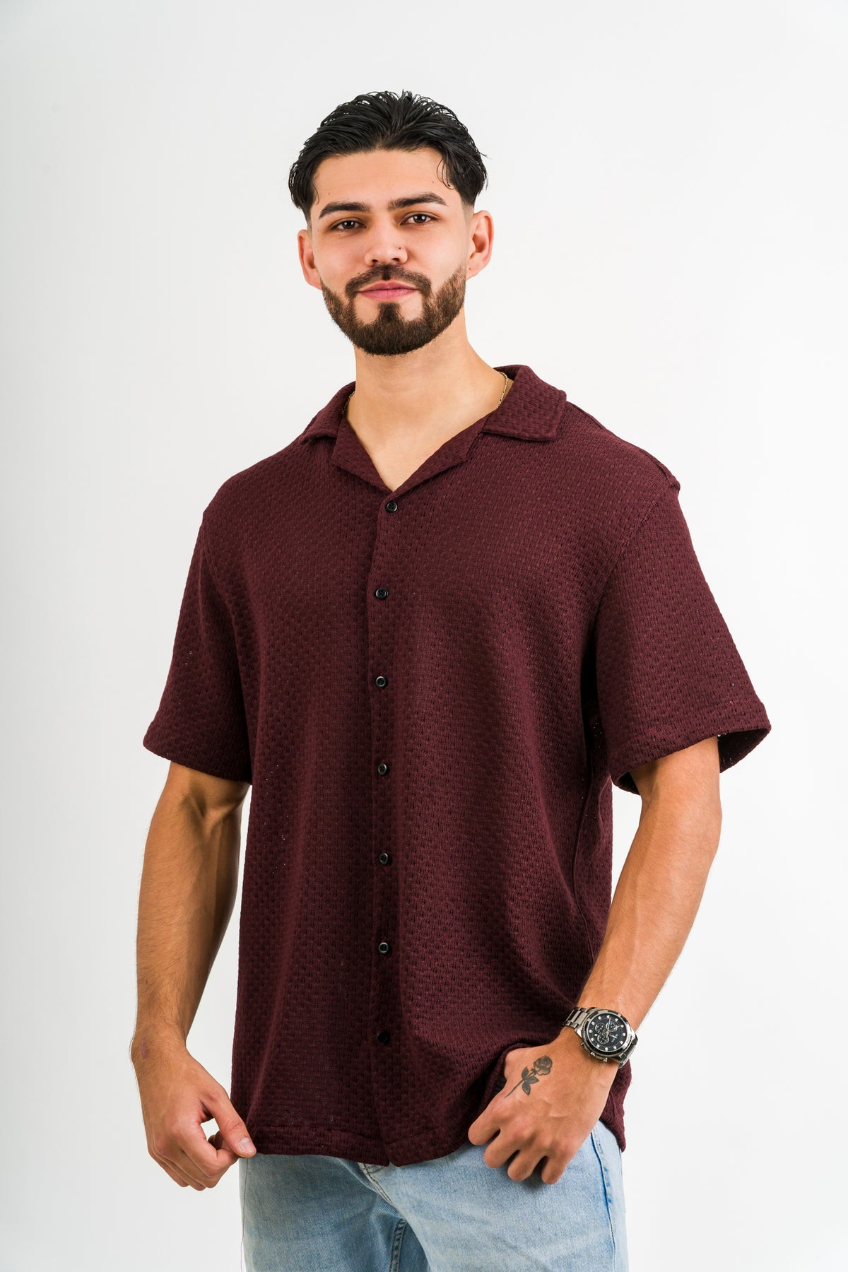 Camisa Over Tejida Mc Vino - Voszmen