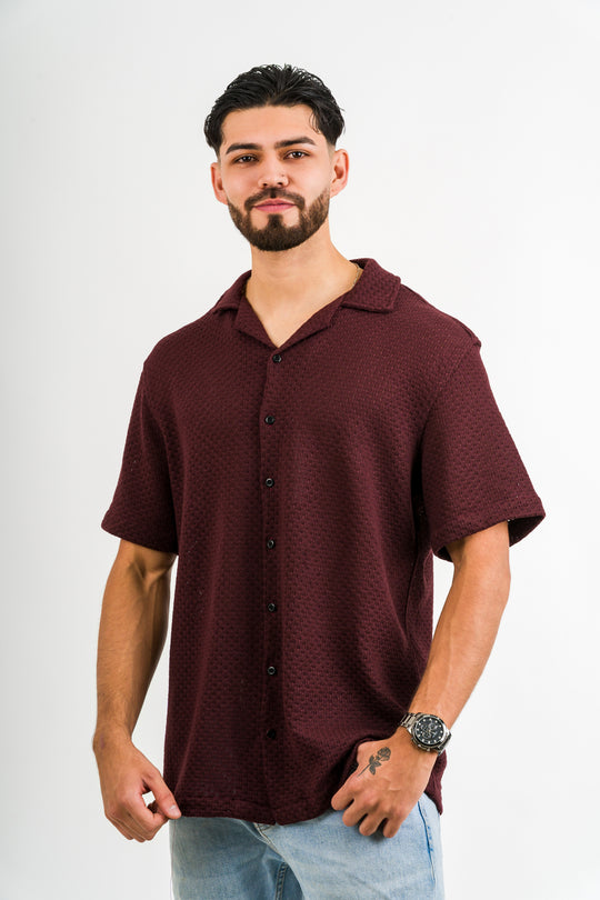 Camisa Over Tejida Mc Vino