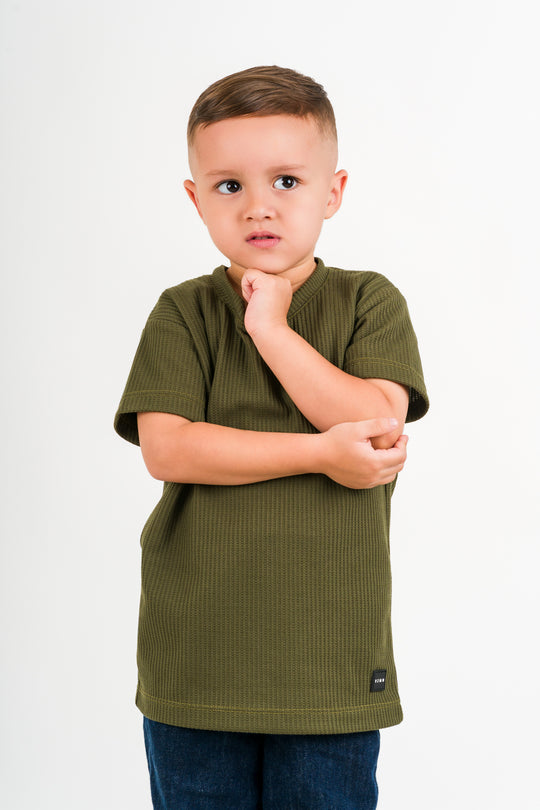 T-Shirt Text Q Kid Verde musgo