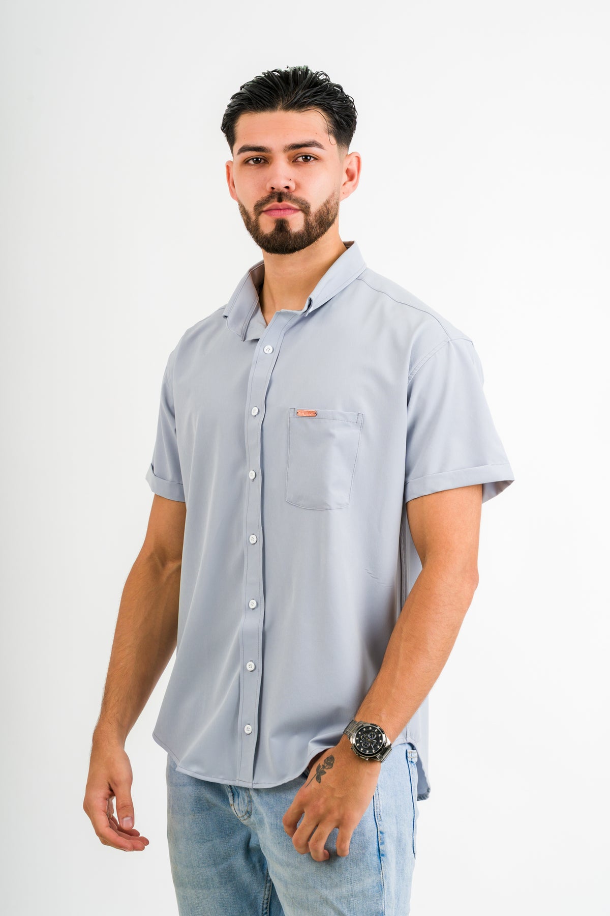 Camisa Button Triple Gris - Voszmen