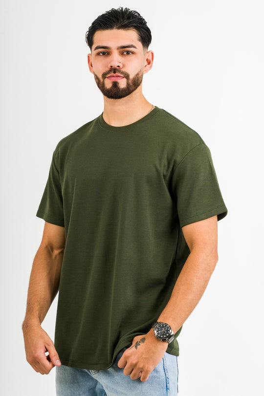 T-Shirt Text M verde musgo