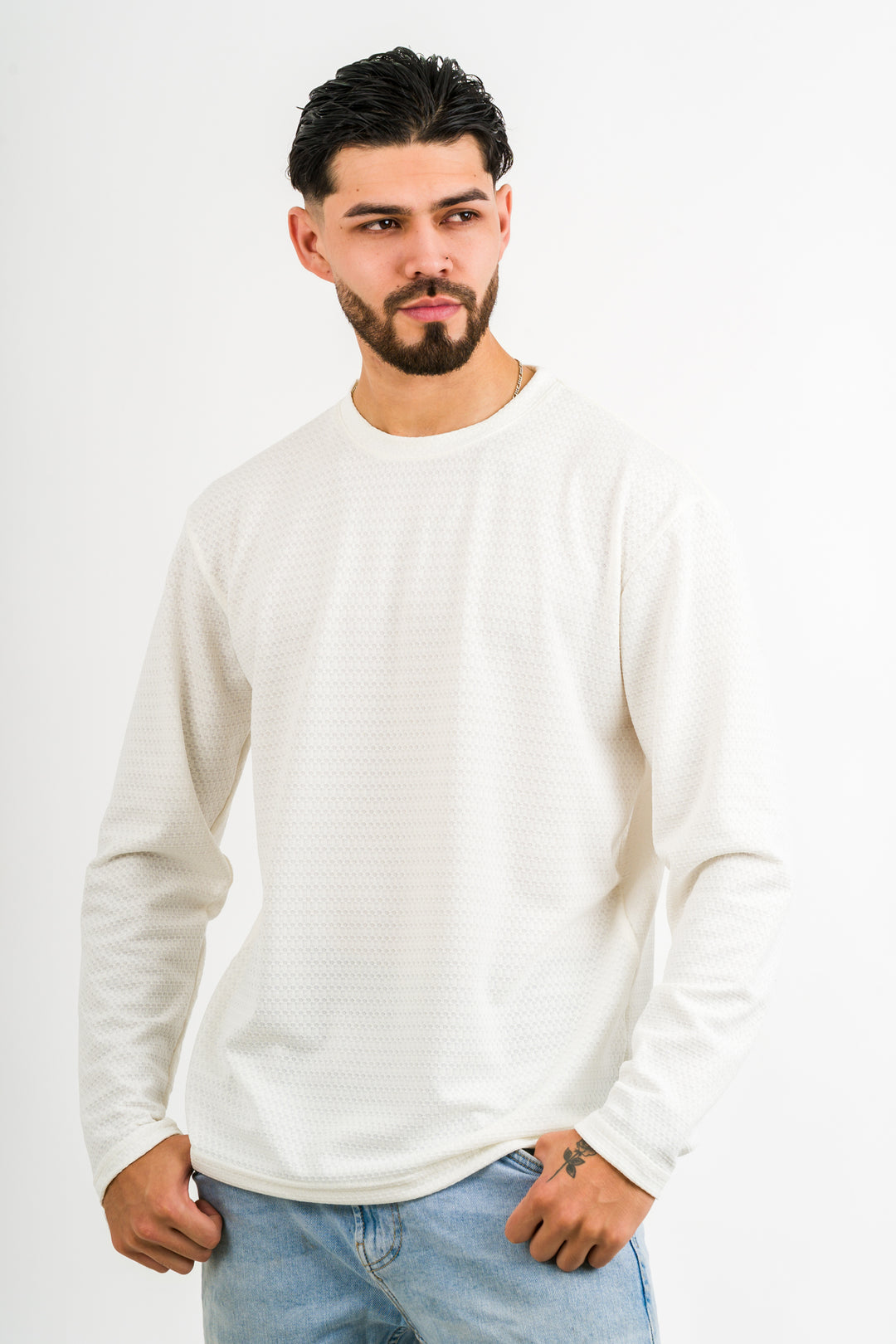 Camiseta ML Text CR Blanco Hueso
