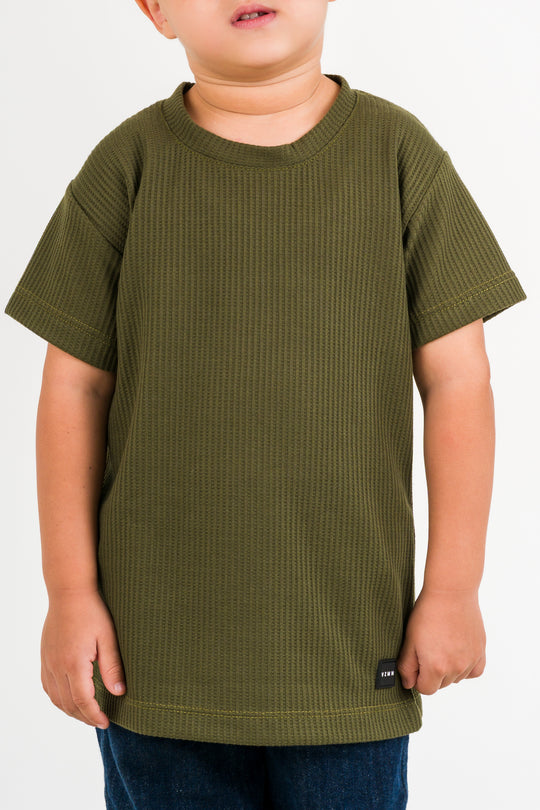 T-Shirt Text Q Kid Verde musgo