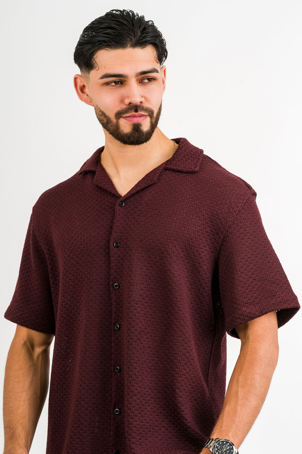 Camisa Over Tejida Mc Vino