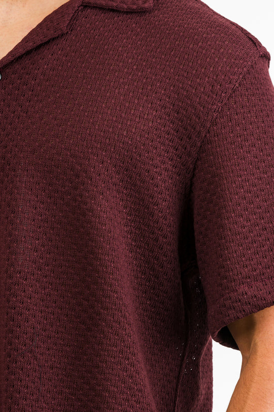 Camisa Over Tejida Mc Vino