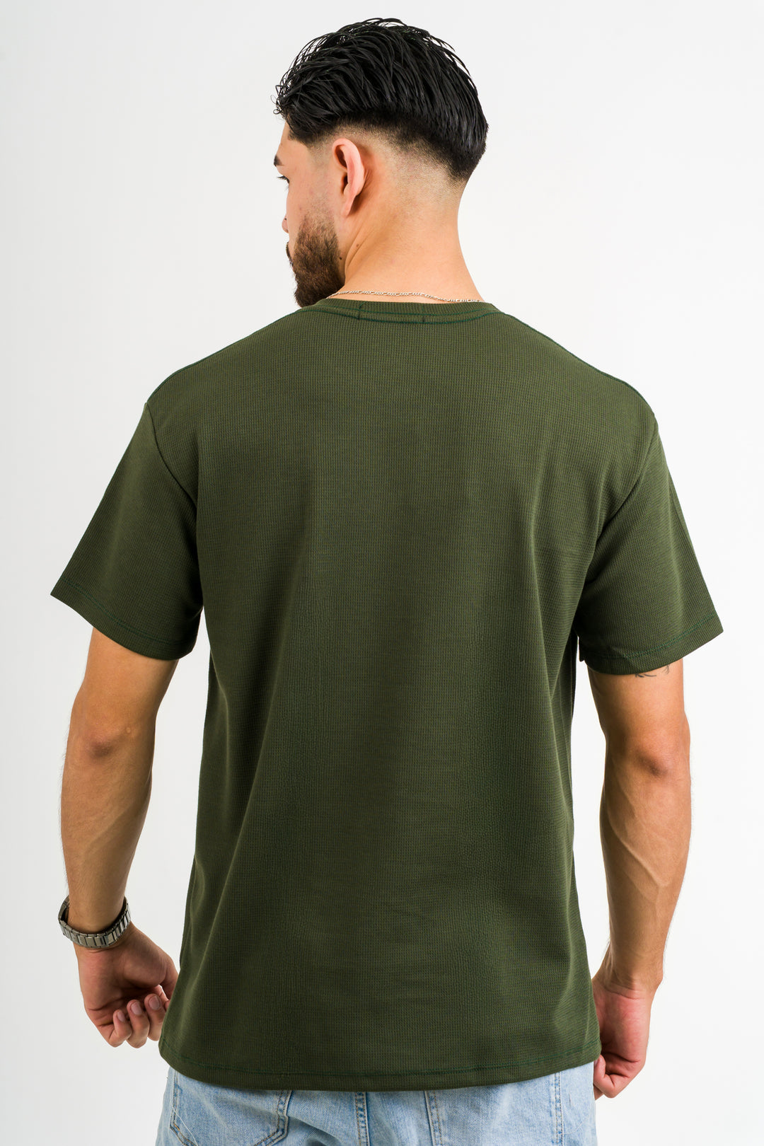 T-Shirt Text M verde musgo