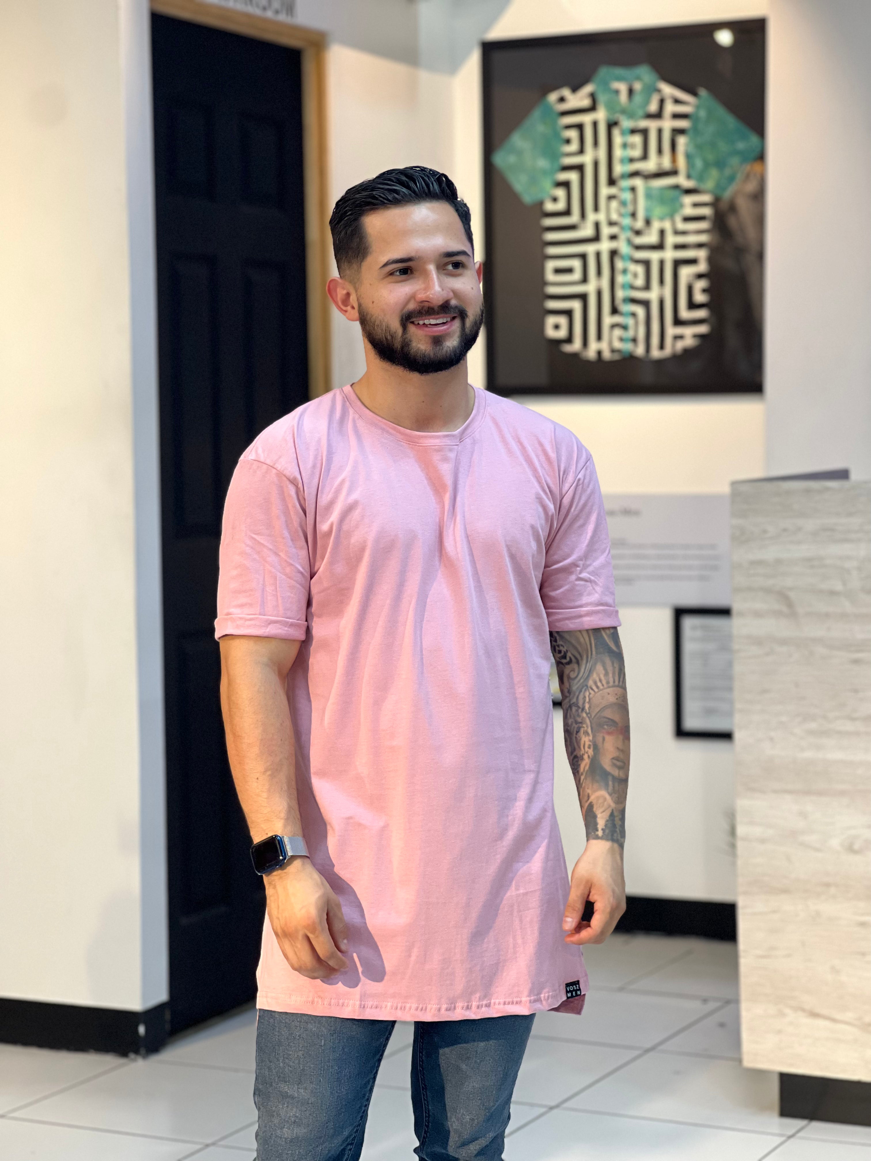 Camiseta Long Fit Rosada - Voszmen